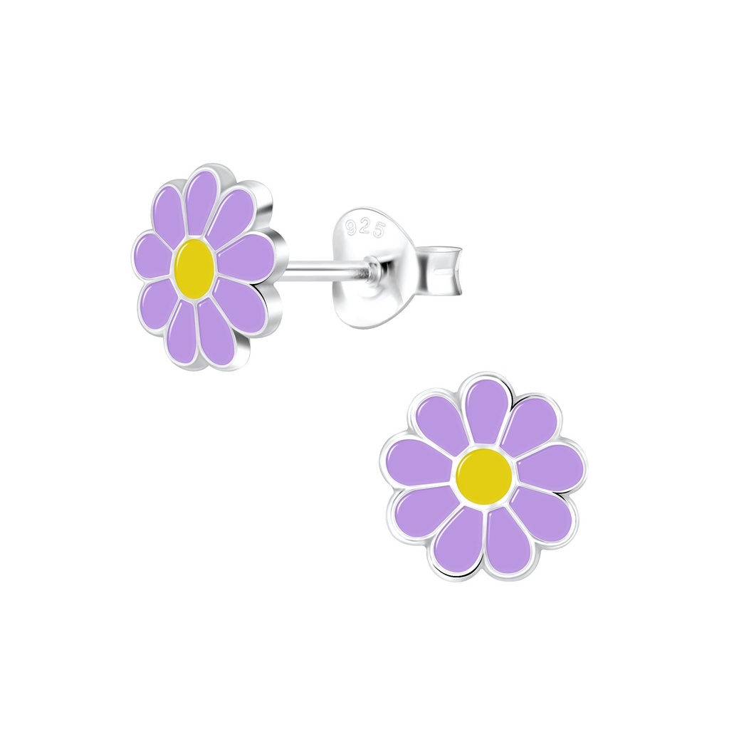 Puces d'oreilles fleur marguerite en argent