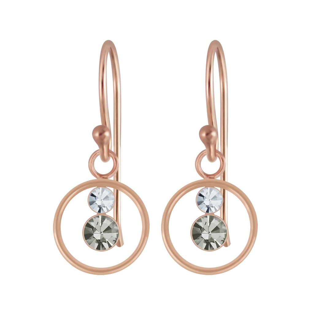 Silver Circle Crystal Earrings
