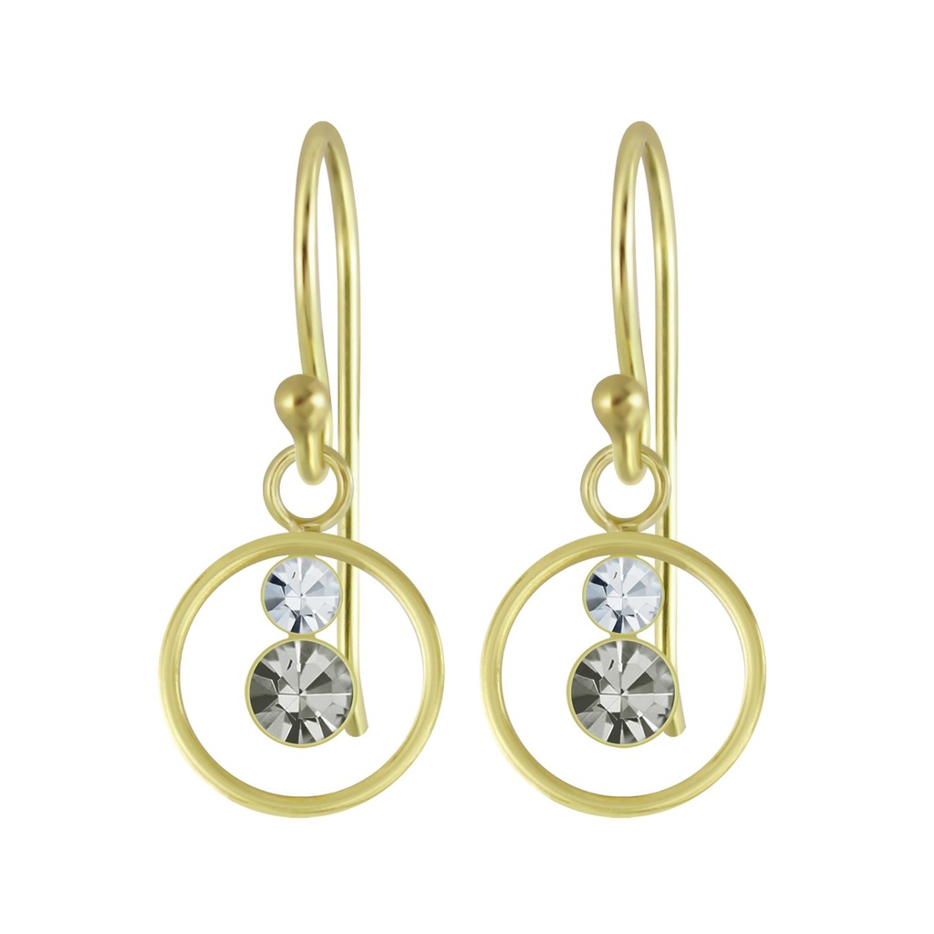 Silver Circle Crystal Earrings