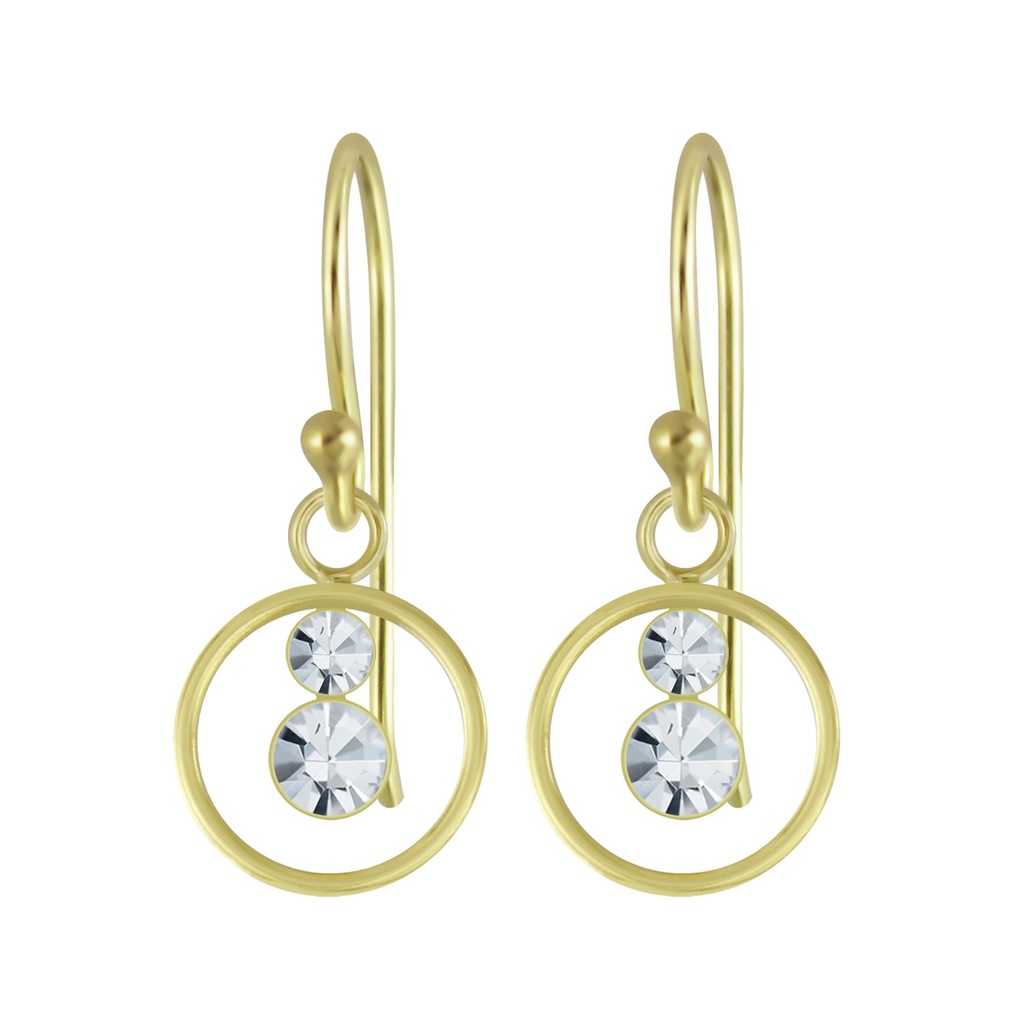 Silver Circle Crystal Earrings