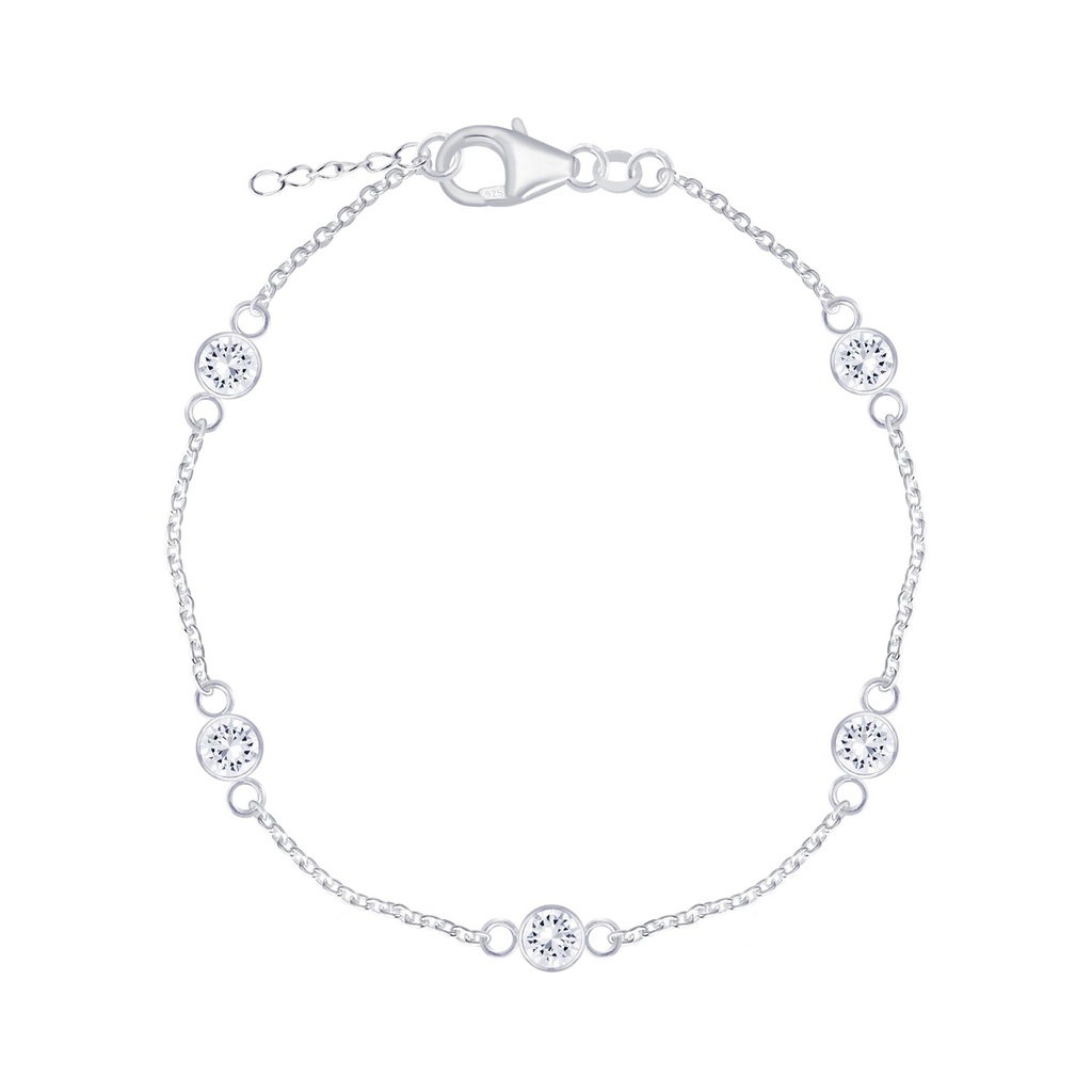 Bracelet en argent zircon rond