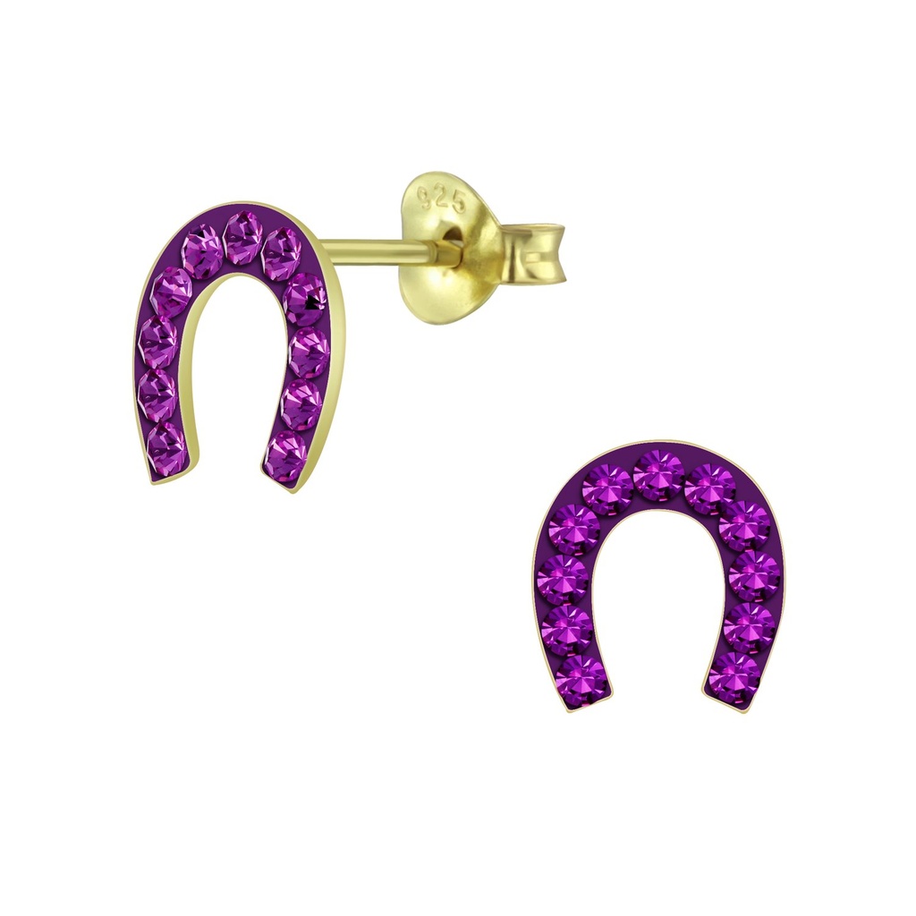 Silver Horseshoe Crystal Stud Earrings