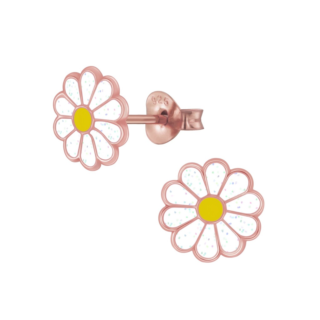 Puces d'oreilles fleur marguerite en argent