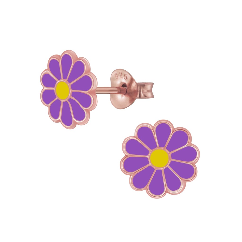 Silver Daisy Flower Stud Earrings