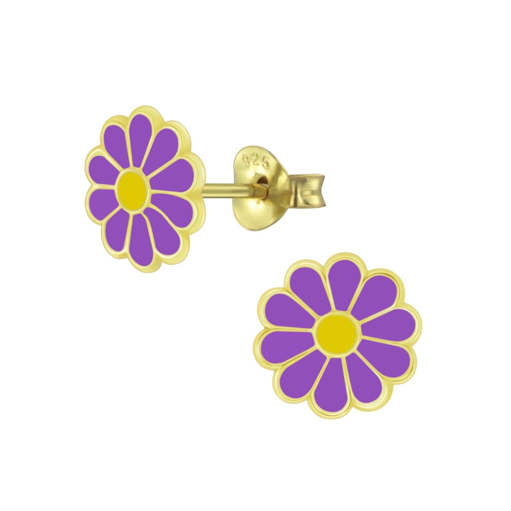 Puces d'oreilles fleur marguerite en argent