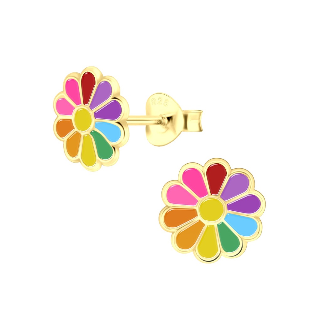 Puces d'oreilles fleur marguerite en argent