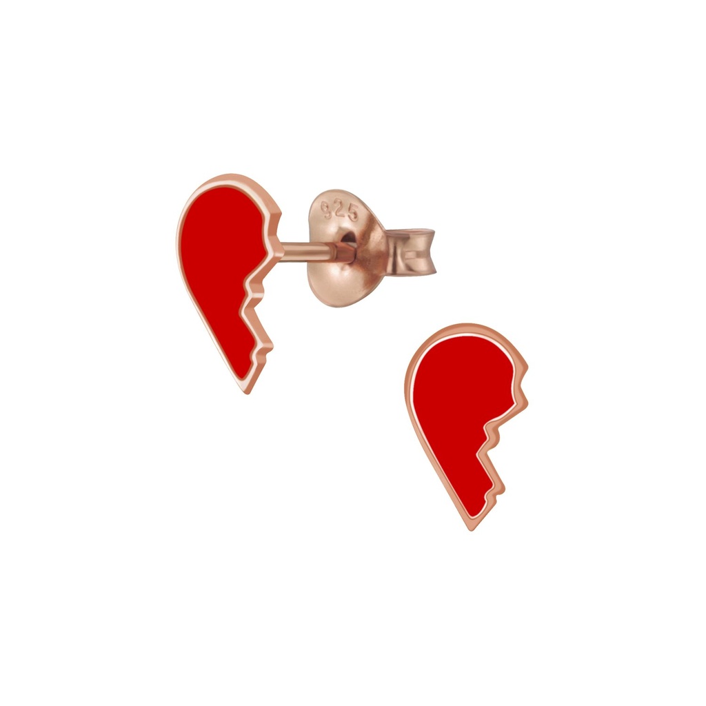 Silver Broken Heart Stud Earrings