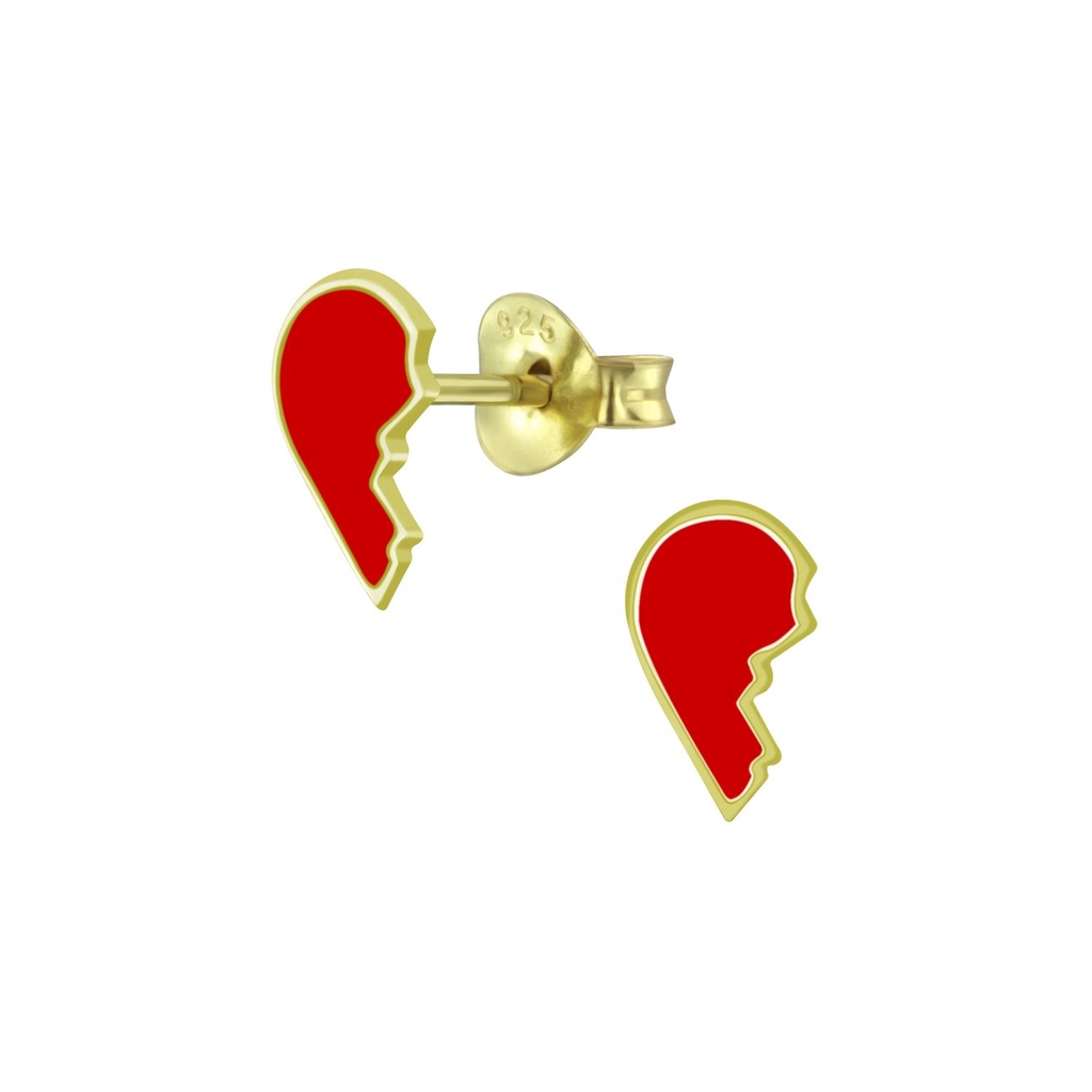 Silver Broken Heart Stud Earrings