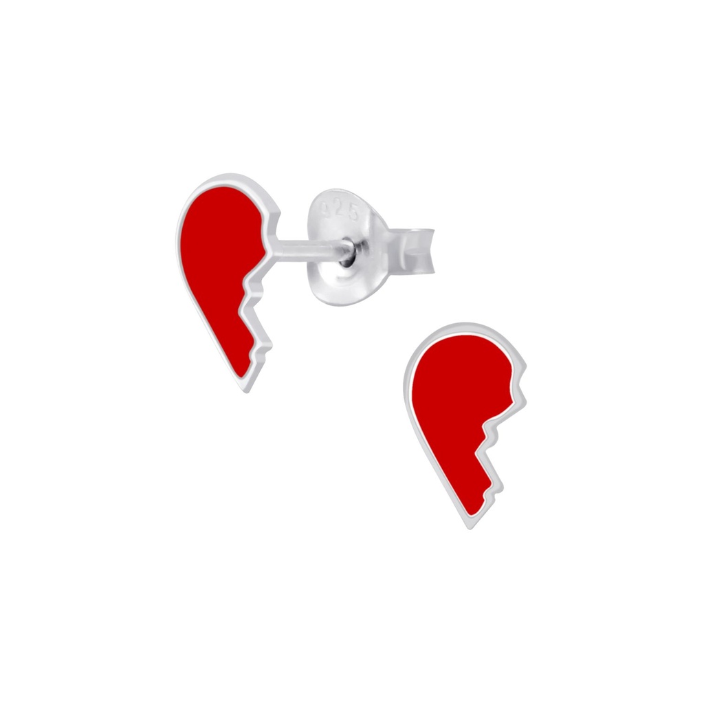 Silver Broken Heart Stud Earrings