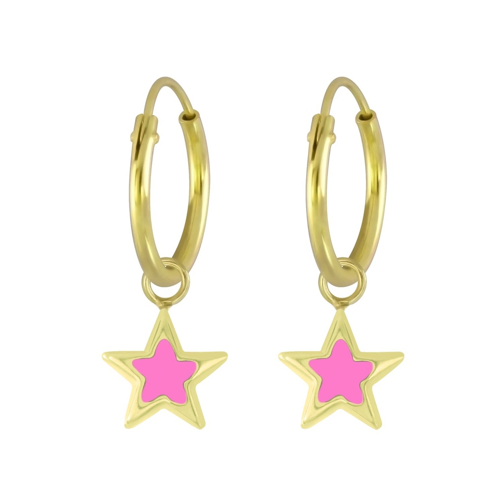 Silver Star Charm Hoop Earrings