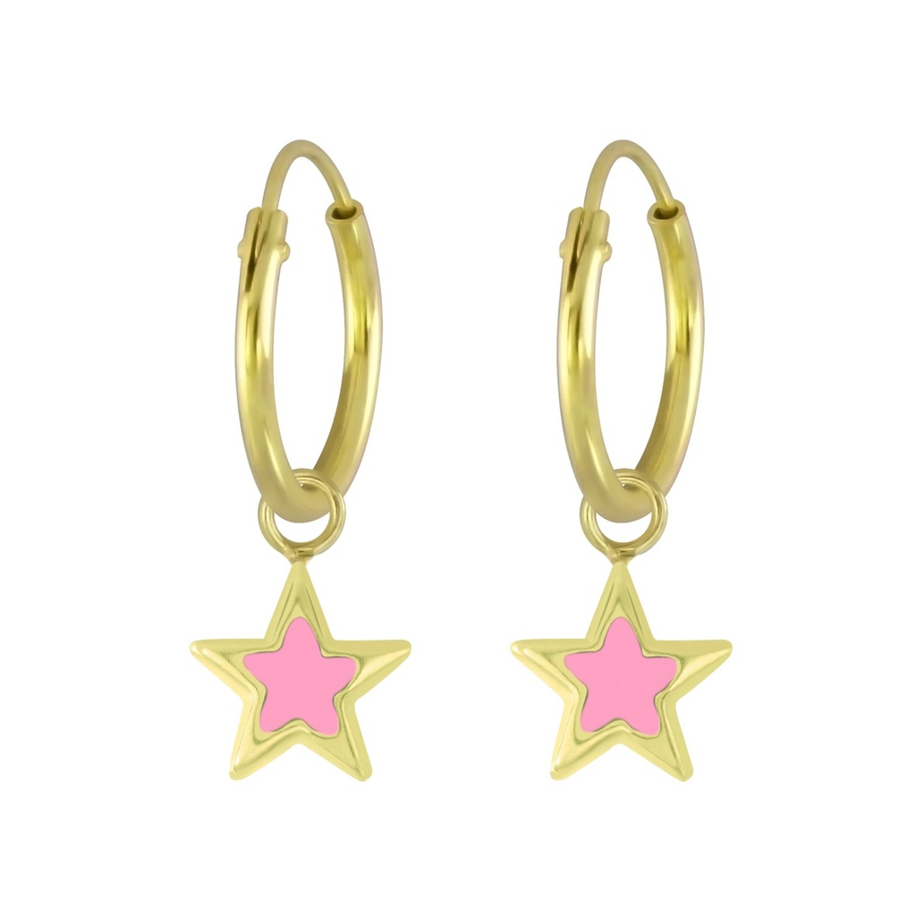 Silver Star Charm Hoop Earrings