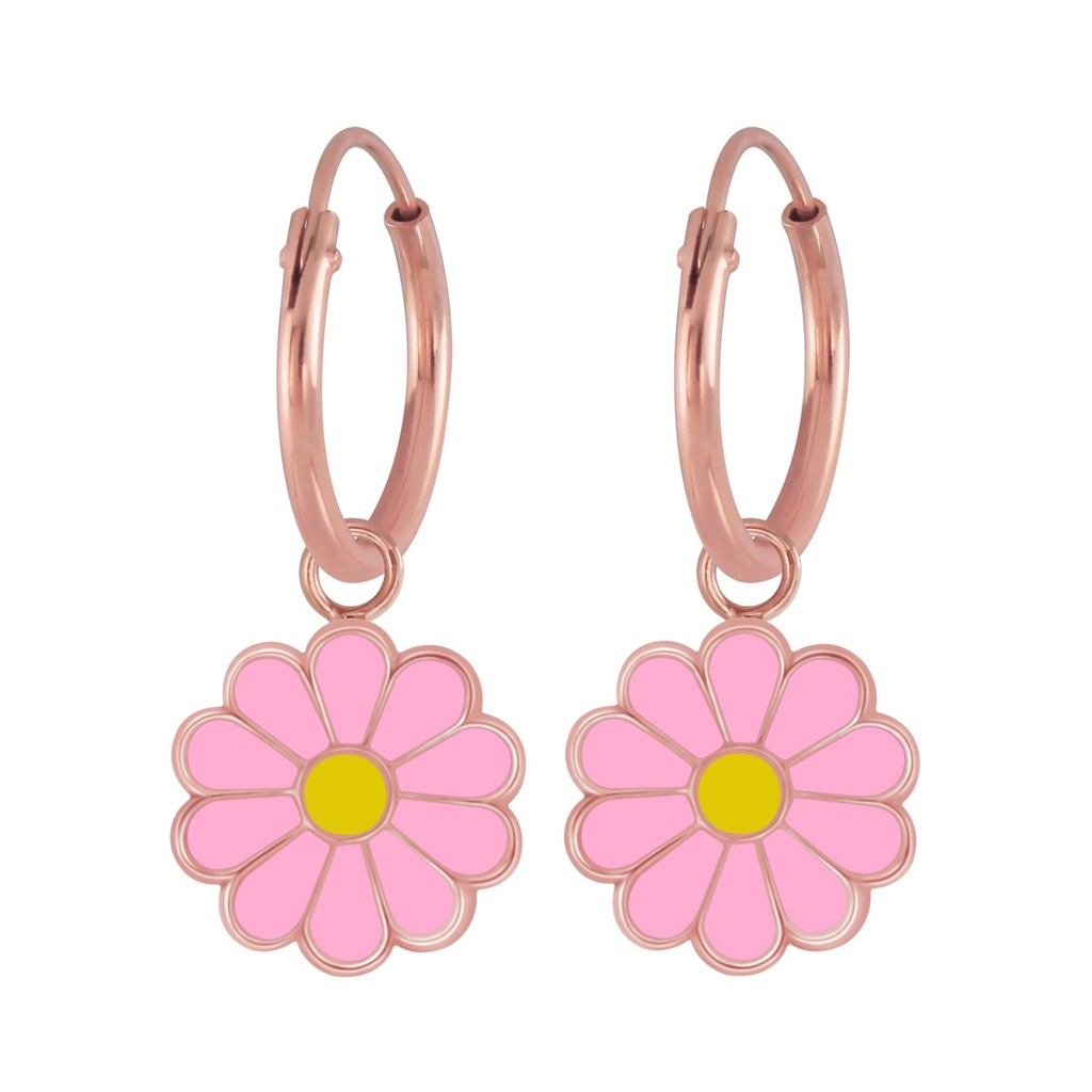 Créoles breloque fleur marguerite en argent