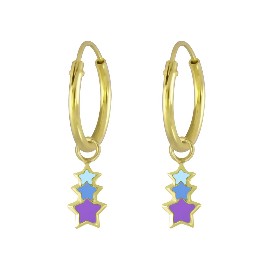 Silver Star Charm Hoop Earrings