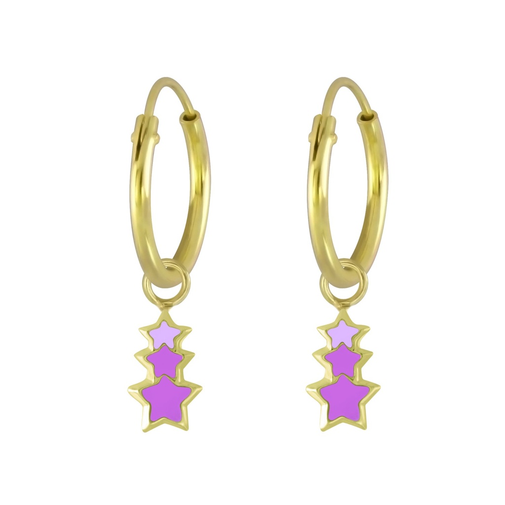 Silver Star Charm Hoop Earrings
