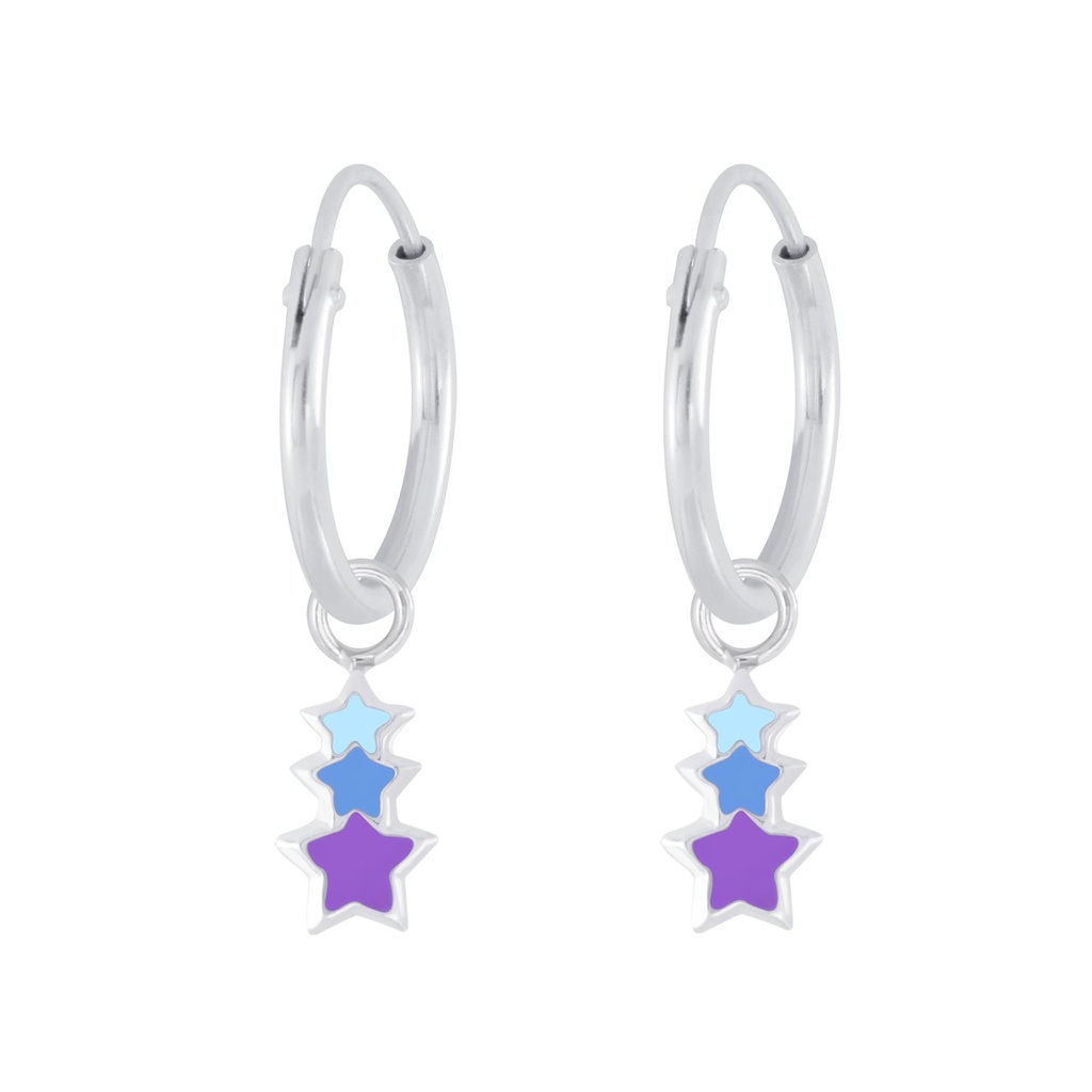 Silver Star Charm Hoop Earrings