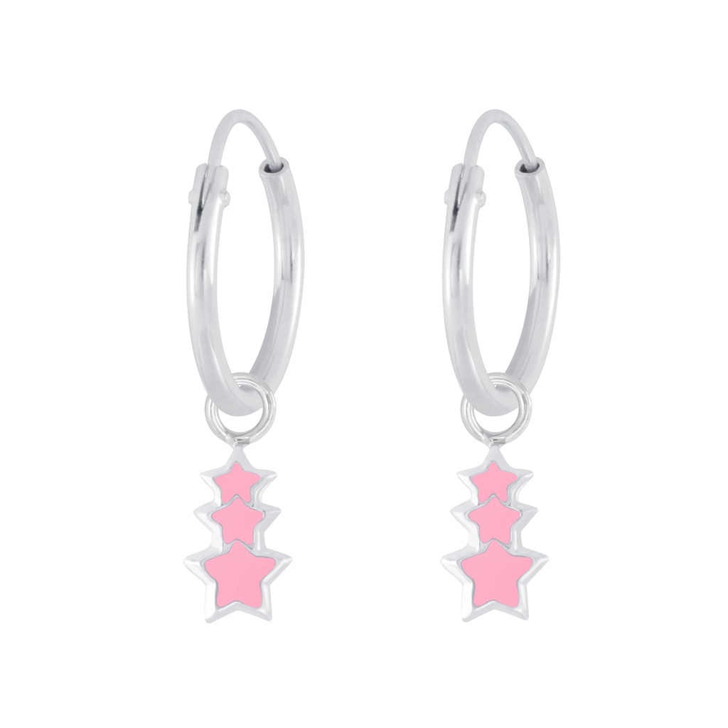 Silver Star Charm Hoop Earrings