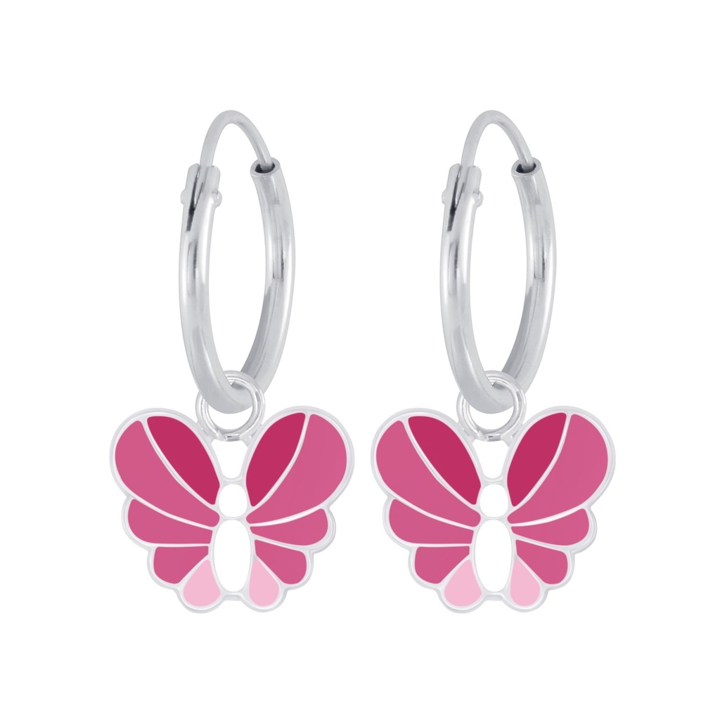 Créoles breloque papillon en argent