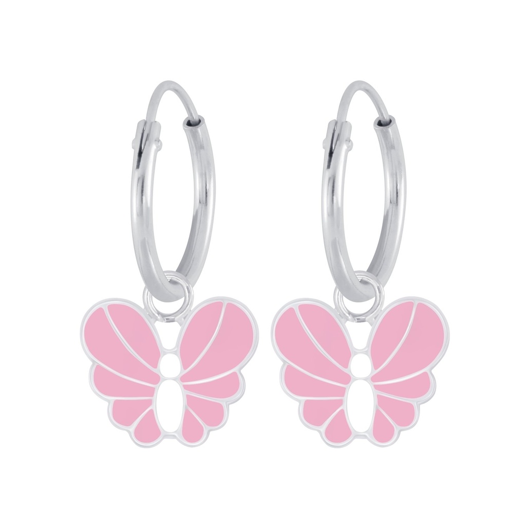 [10008348] Créoles breloque papillon en argent