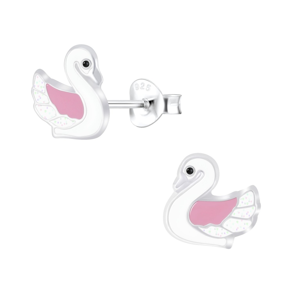 Silver Swan Stud Earrings