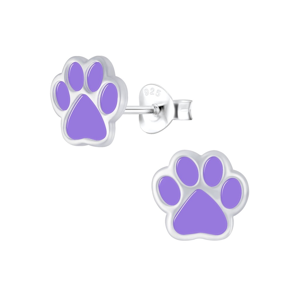 Silver Paw Print Stud Earrings