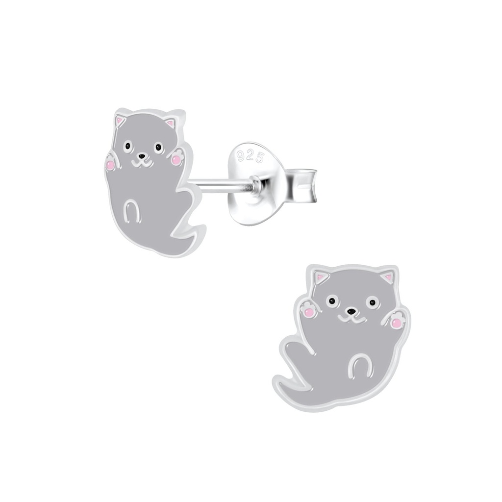 Puces d'oreilles chat en argent