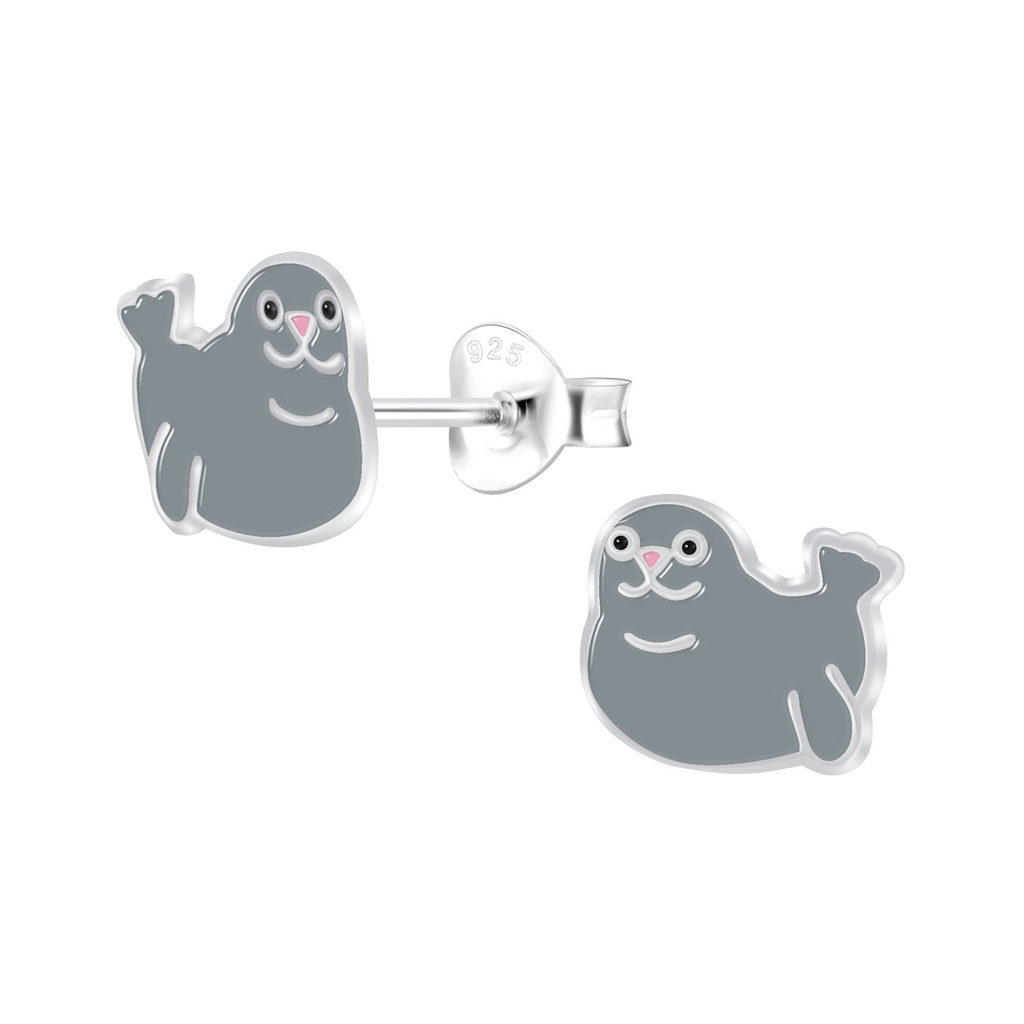Puces d'oreilles phoque en argent