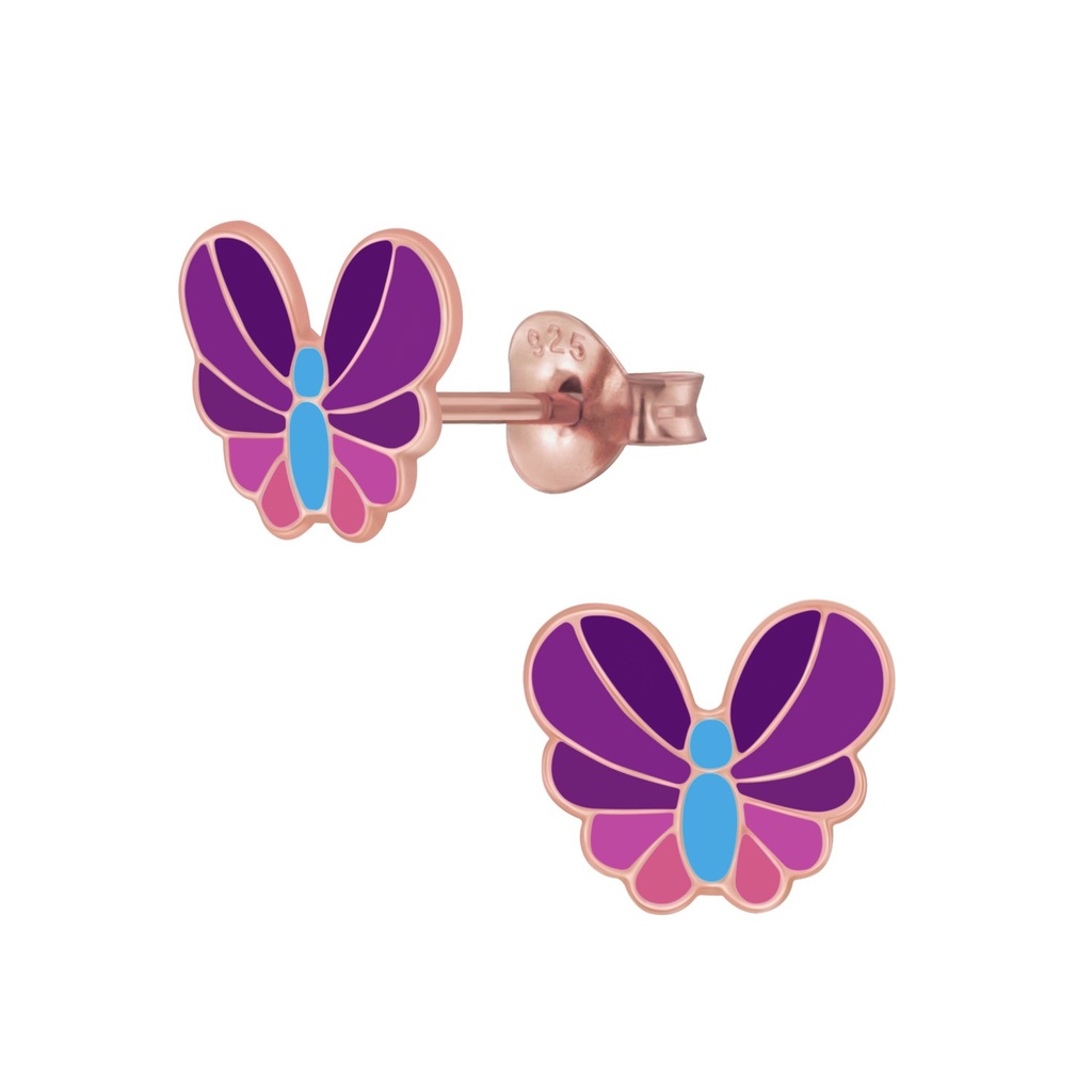 Puces d'oreilles papillon en argent