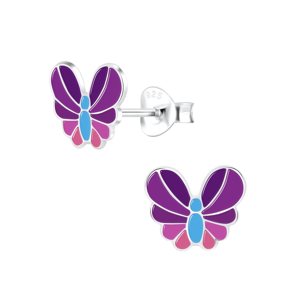 Puces d'oreilles papillon en argent
