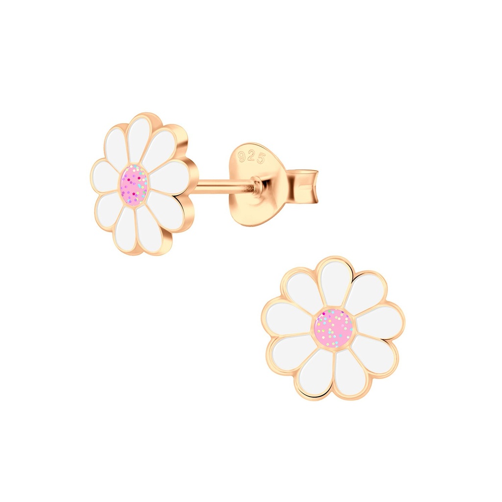 Puces d'oreilles fleur marguerite en argent