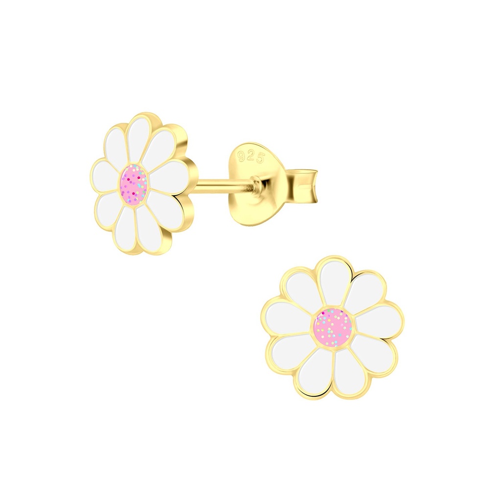 Puces d'oreilles fleur marguerite en argent