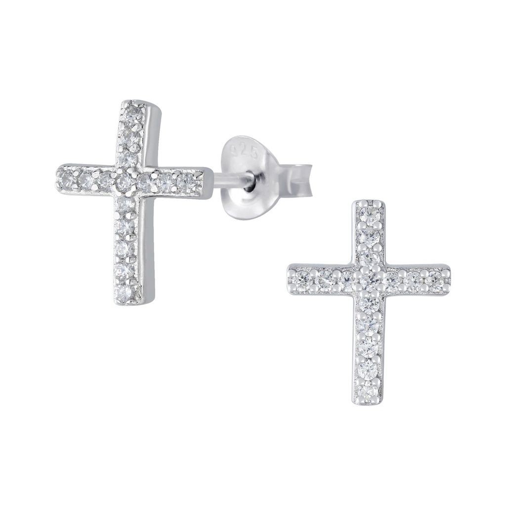 Silver Cross Stud Earrings