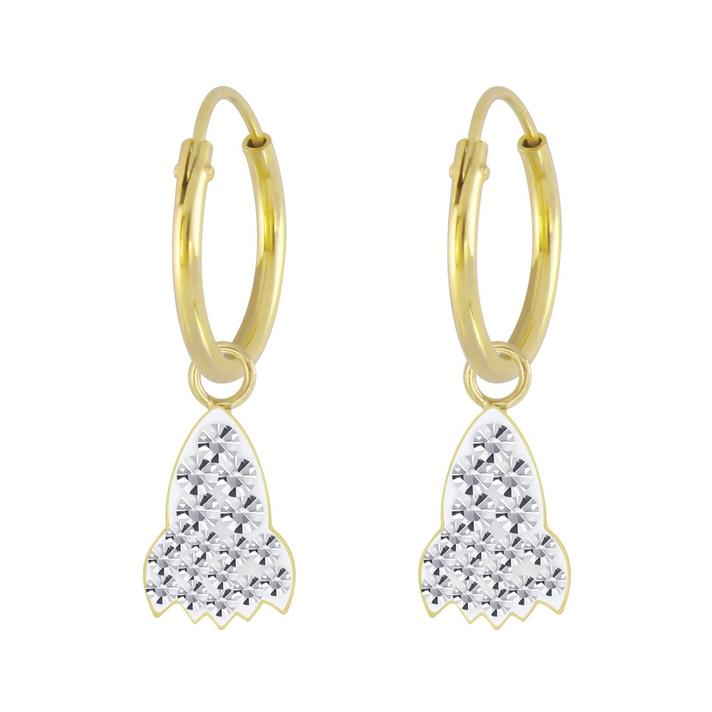 Créoles breloque fusée en argent cristal