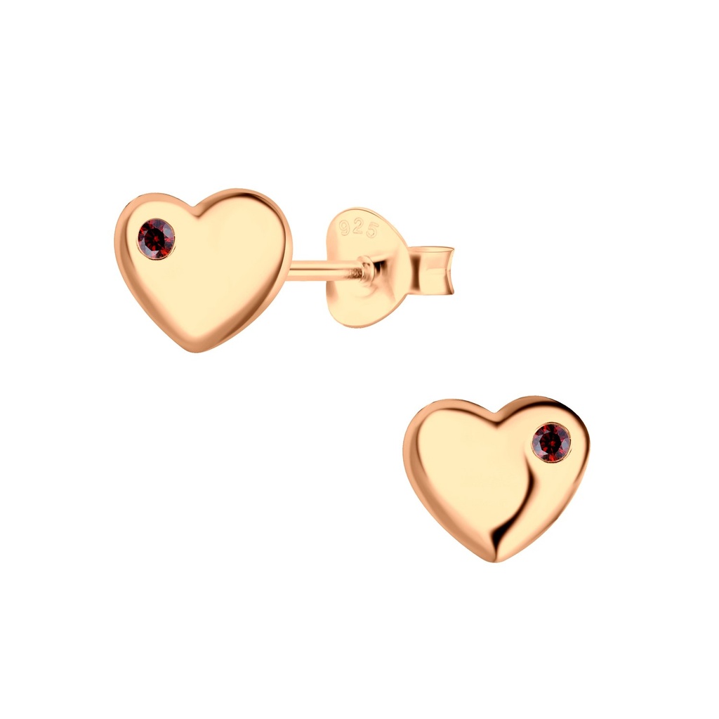 Silver Cubic Zirconia Heart Stud Earrings