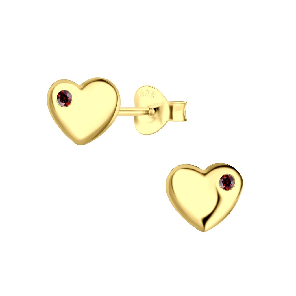 Puces d'oreilles en argent zircon cœur