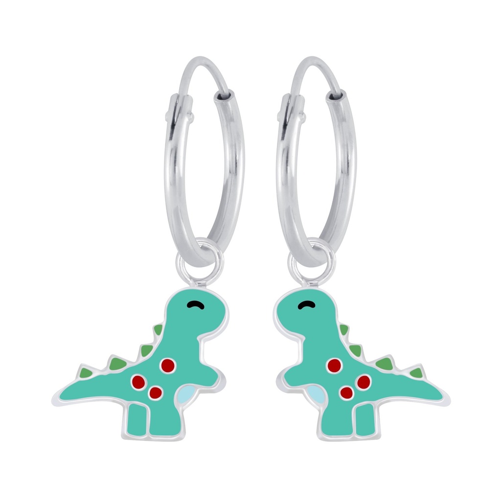 Créoles breloque dinosaure en argent