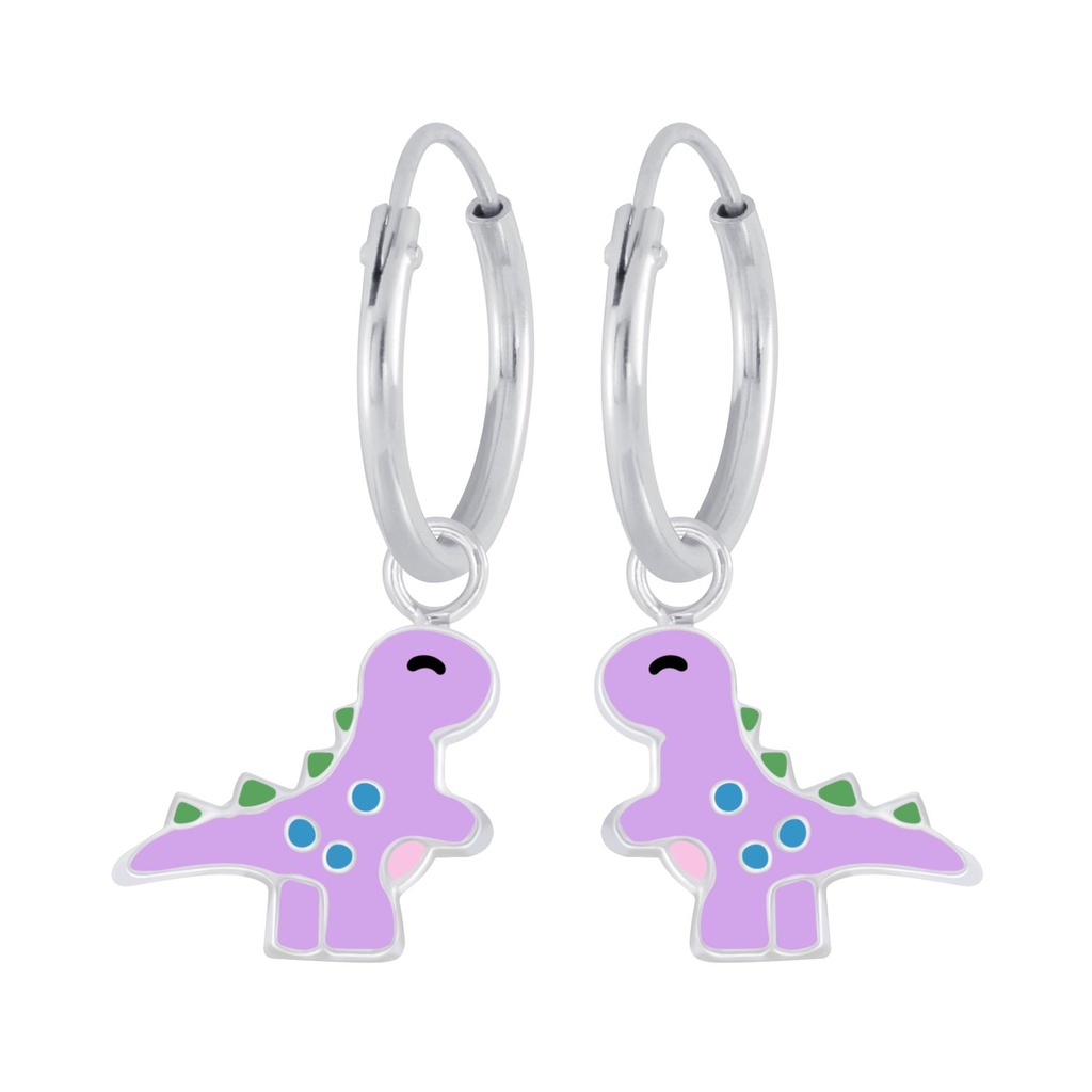 Créoles breloque dinosaure en argent