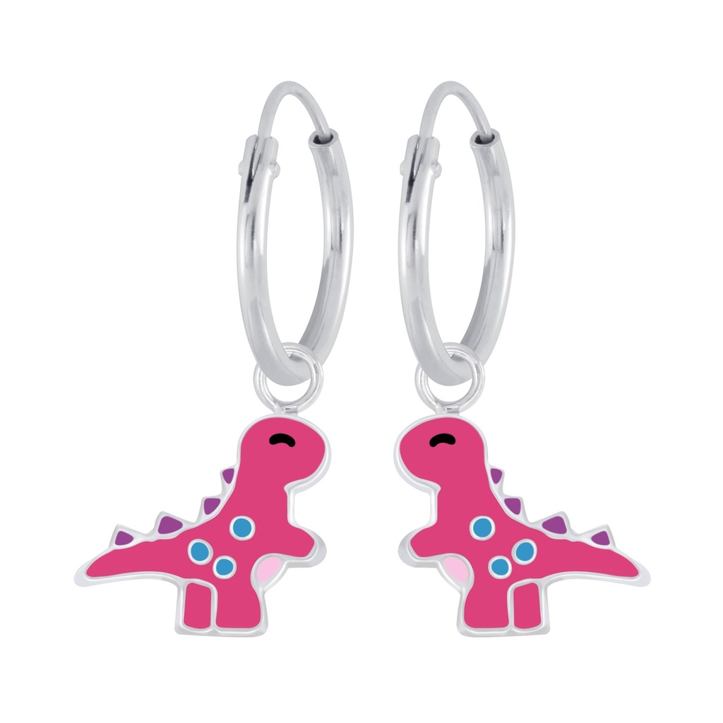 Créoles breloque dinosaure en argent