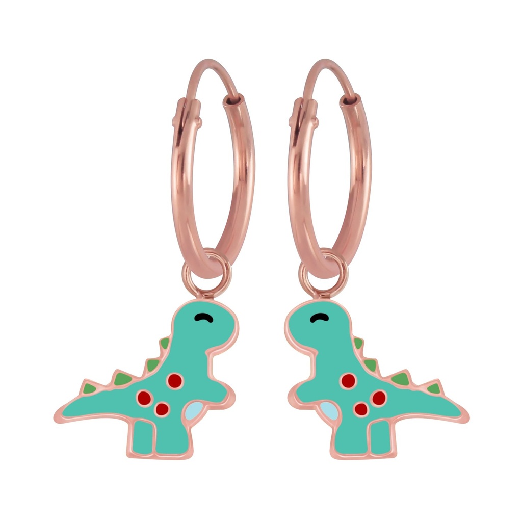 Créoles breloque dinosaure en argent