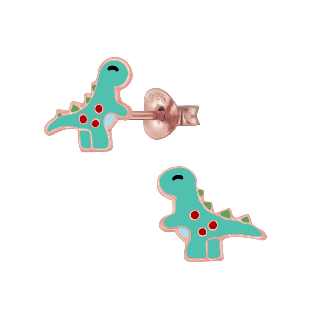 Silver Dinosaur Stud Earrings