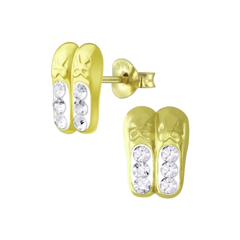 Puces d'oreilles chausson de danse en argent cristal