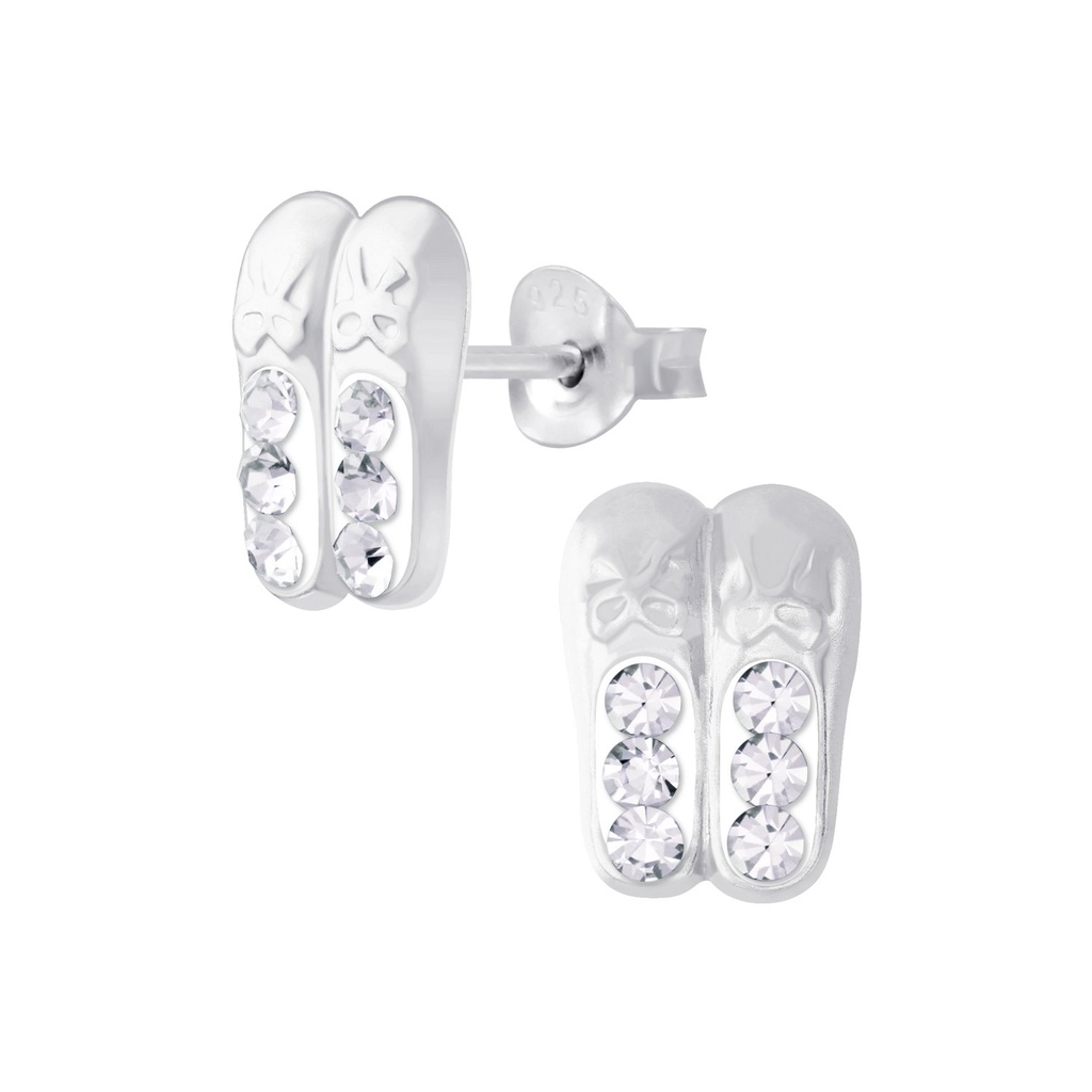 Puces d'oreilles chausson de danse en argent cristal