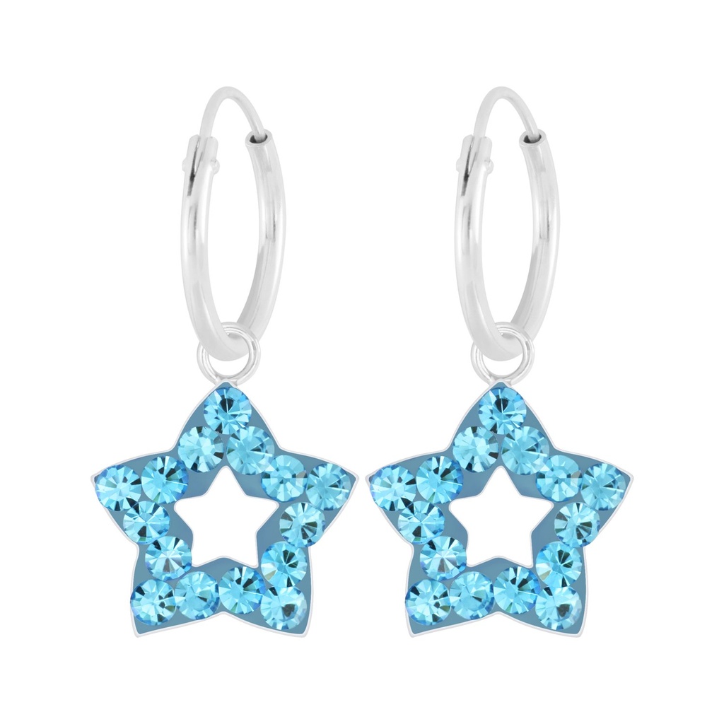 Créoles breloque en argent cristal étoile