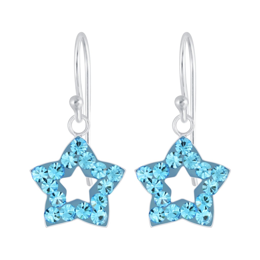 Silver Star Crystal Earrings