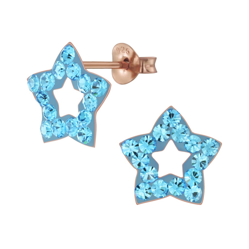 Silver Star Crystal Stud Earrings