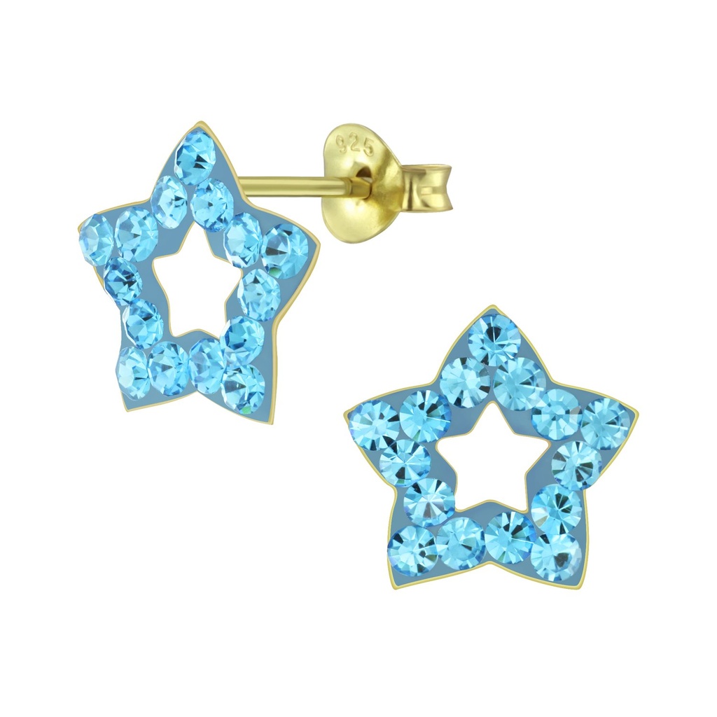 Puces d'oreilles en argent cristal étoile