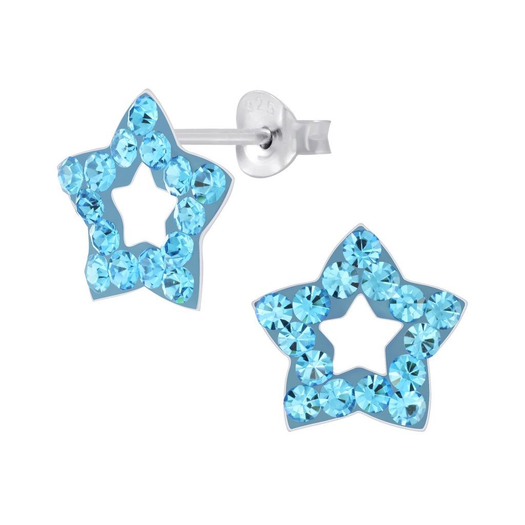 Silver Star Crystal Stud Earrings