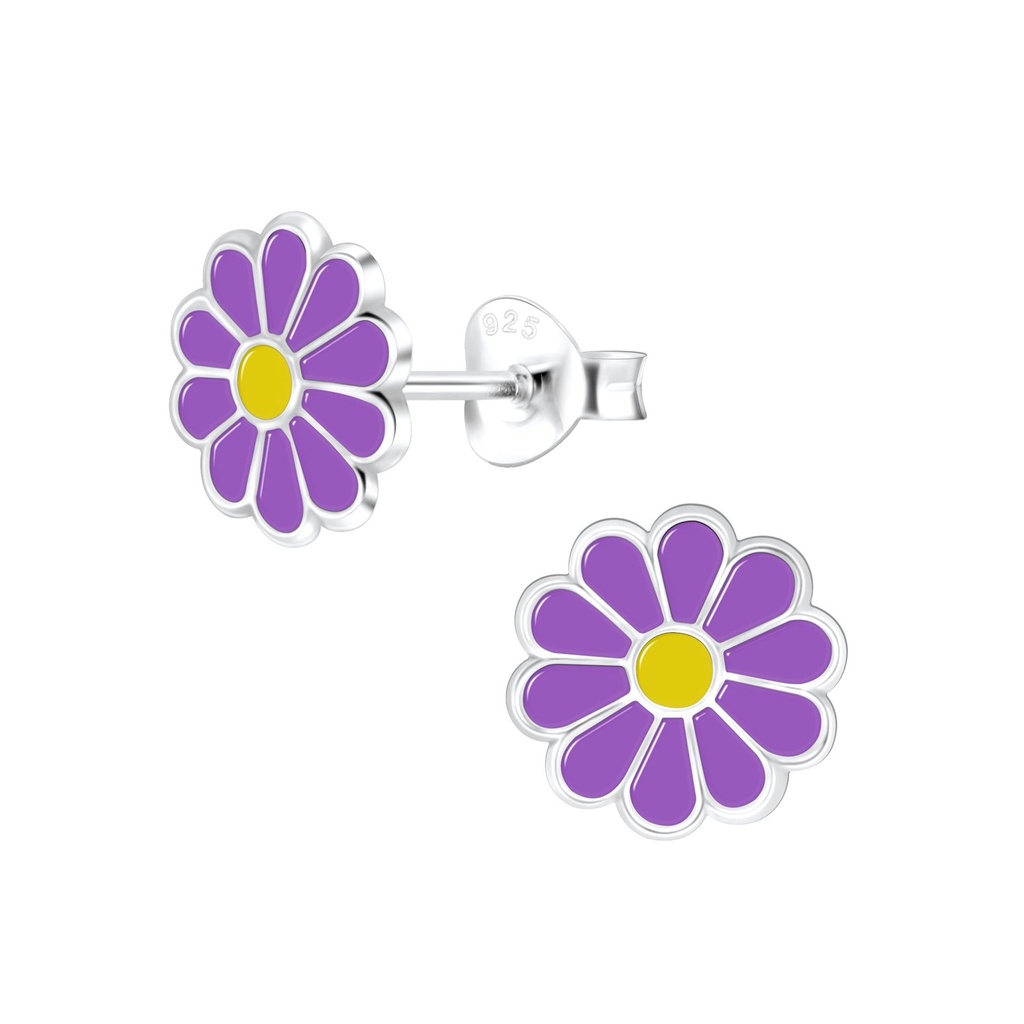 Puces d'oreilles fleur marguerite en argent