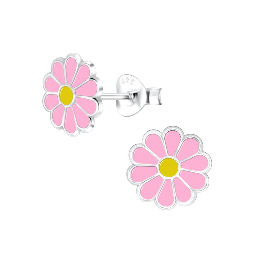 Puces d'oreilles fleur marguerite en argent