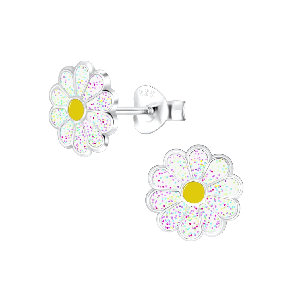 Puces d'oreilles fleur marguerite en argent