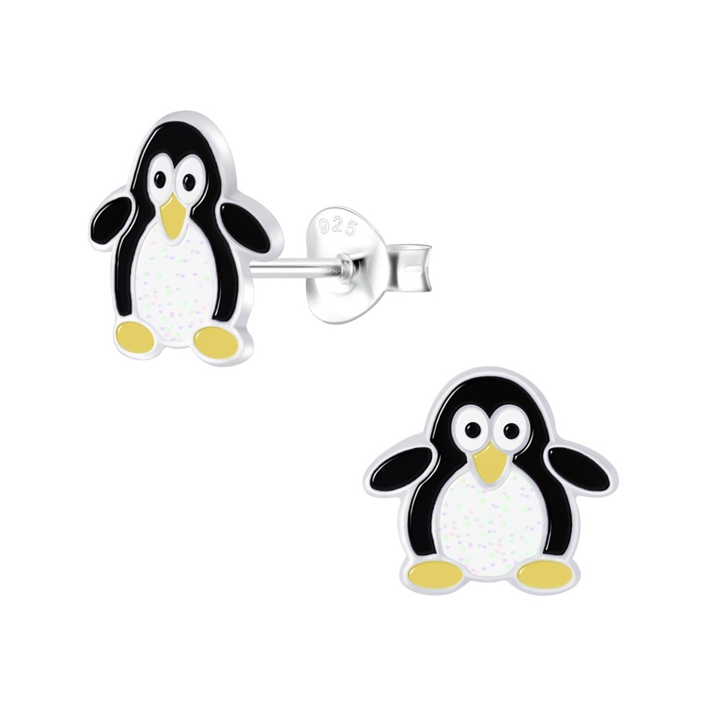 Puces d'oreilles pingouin en argent